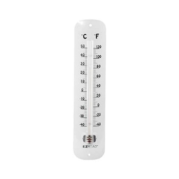 12" Metal Thermometer - White Metal, 10/case