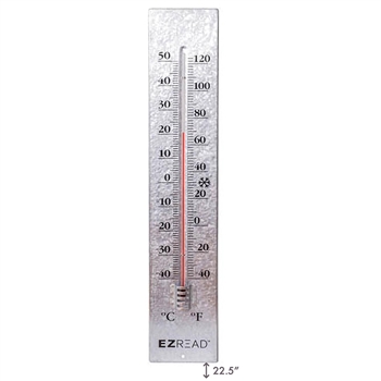 22.5" Metal Thermometer - Antique Aluminum, 6/case