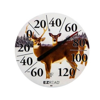 12.5" Dial Thermometer - Winter Deer, 6/case