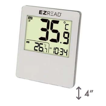 Digital Thermometer With Clock - Large, 6/case