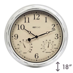 18" Outdoor Clock / Thermometer / Hygrometer - Weathered White, 4/case