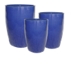 S/3 Tall Tubular Pots - Falling Blue