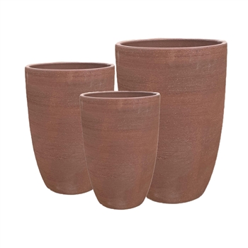 S/3 Tall Roseline Tubular Pots - Ironstone Red