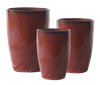 S/3 Tall Tubular Pots - Tropical Red