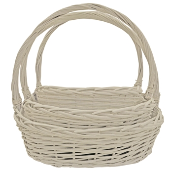 S/3 Oval Willow Baskets w/ Handles & Liners