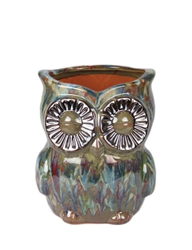 Large Owl Planter - Blue Green