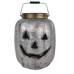 Grey Metal Pumpkin Lantern