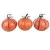 S/3 Assorted Orange Metal Pumpkins, 3 Assorted, 3/case