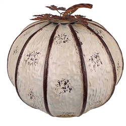 Large Antique White Metal Pumpkin