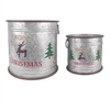 S/2 Christmas Tin Buckets w/ Liner