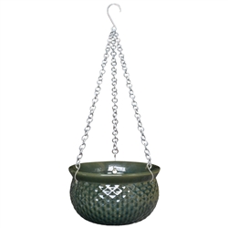 S/2 Akari Hanging Bowls w/ Chain - Dark Green (no hole)