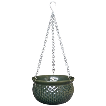 S/2 Akari Hanging Bowls w/ Chain - Dark Green (no hole)