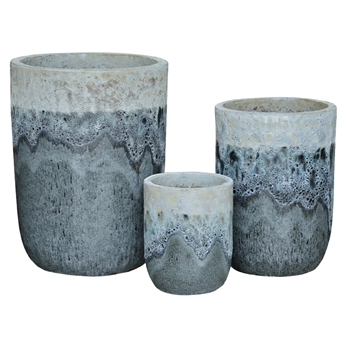 S/3 Merce Pots - Relic White Over Blossom Black