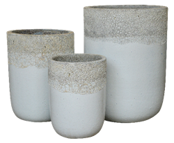 S/3 Merce Pots - Volcanic White Over Shiny White