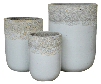 S/3 Merce Pots - Volcanic White Over Shiny White