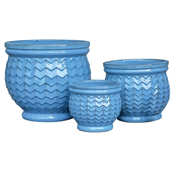 S/3 Lani Pots - Aqua Blue