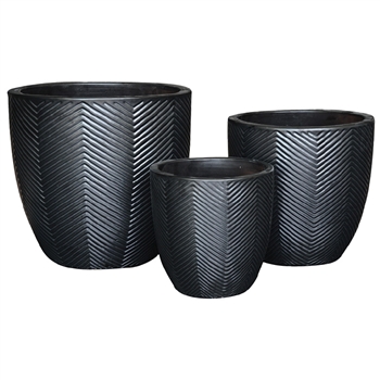 S/3 Calix Pots - Matte Black