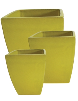 S/3 Tapered Square Pots - Yellow