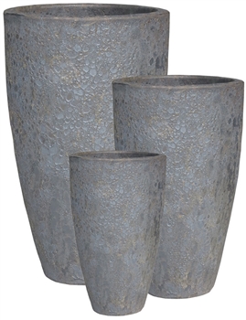 S/3 Extra Large Tall Round Atlantis Pots - Atlantis Black