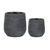 S/2 Hannah Varying Stripe Fiberclay Pots w/ Drain Hole - Black Wash