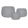 S/3 Mina Symmetry Stripe Fiberclay Pots w/ Drain Hole - Light Grey