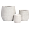 S/3 Herta Volcanic Fiberclay Pots w/ Drain Hole - Antique White