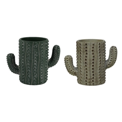 8.7" Cactus Planter w/ Drain Hole & Liner, 2 assorted, 4/case, holds a 4" pot