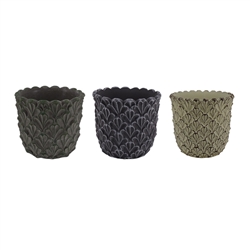 5.5" Riya Planter w/ Drain Hole & Liner, 3 assorted, 6/case, holds a 4.5" pot