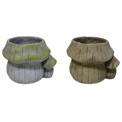 6.5" Toadstool Planter w/ Drain Hole & Liner, 2 assorted, 4/case, holds a 4.5" pot