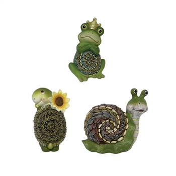 Animal Figurine Set - Snail, Frog, Turtle, 3 Assorted (6/case)