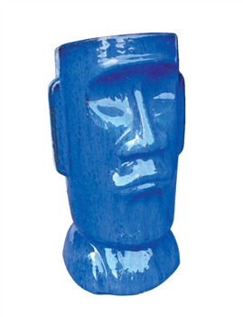 Glazed Easter Island Head Planter - Blue