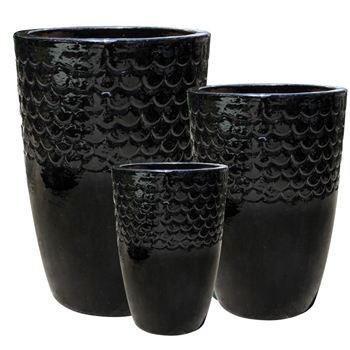 S/3 Silvana Pots - Black