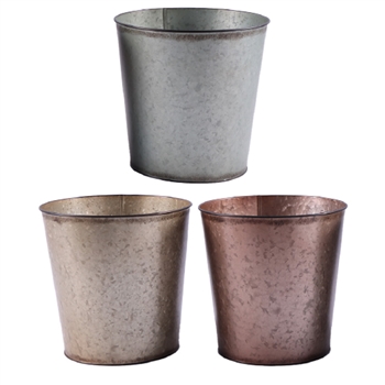 10" Zoren Metal Pots w/ Liner, 3 Assorted Colors, holds 8"+