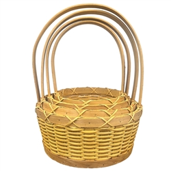 S/4 Natural Woodchip Baskets w/ Handles & Liners